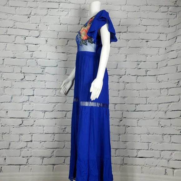 Cleobella Amery Maxi Dress in Blue - Picture 4 of 12